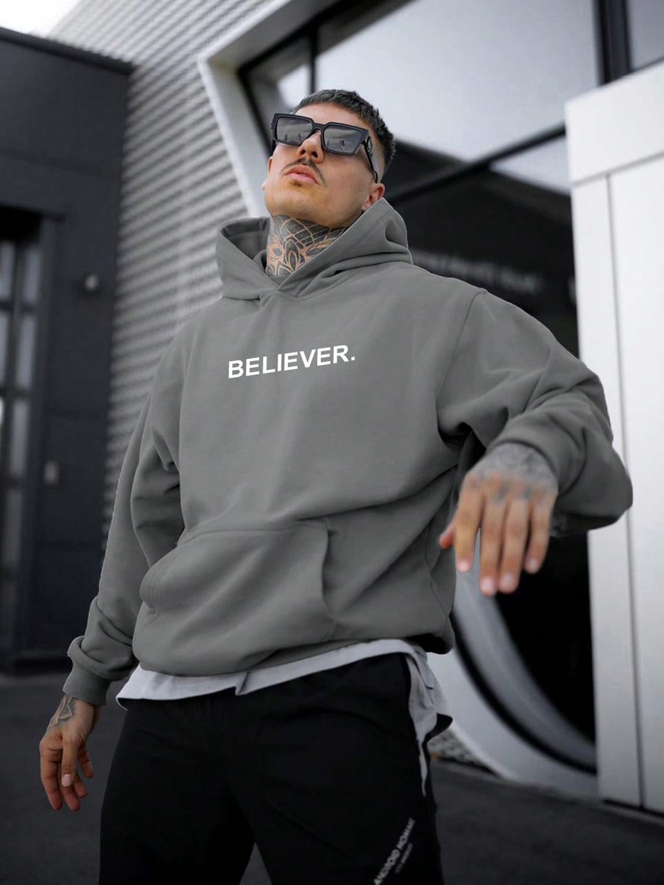 Believe Hoddie - Grey