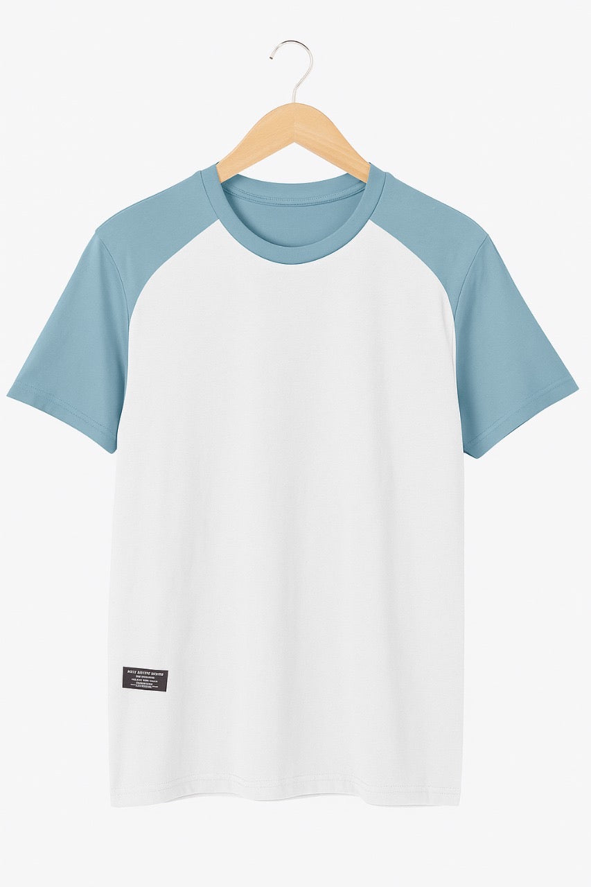 Patch Work Tee White & Sky Blue