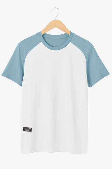 Patch Work Tee White & Sky Blue