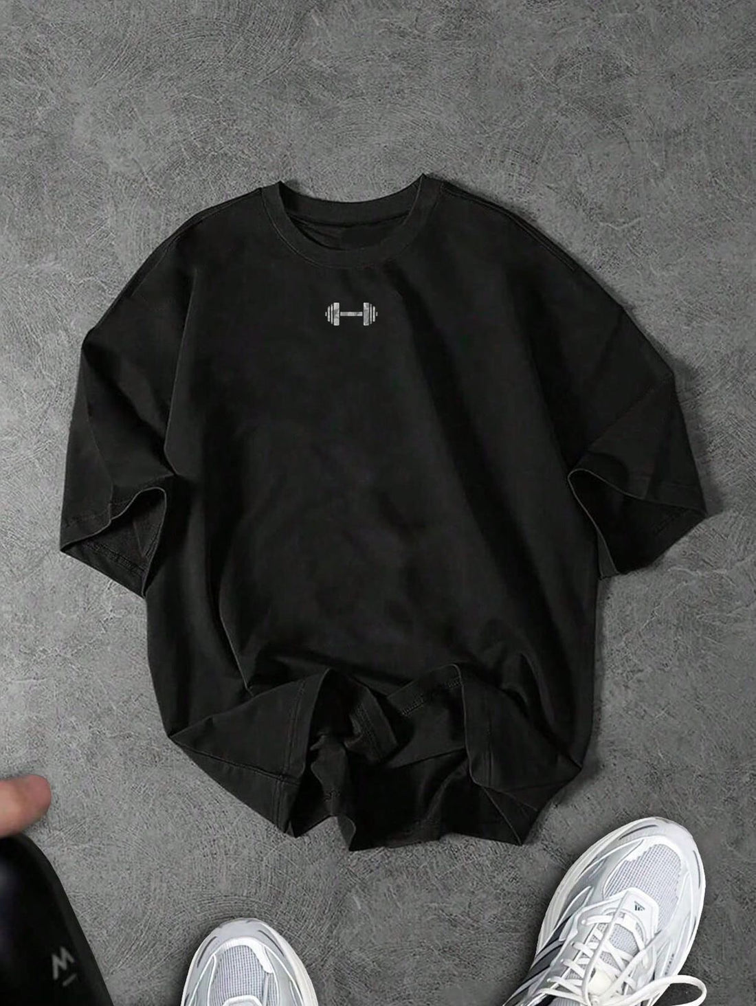 Spandex dumbel Tee Gym Wear - Black