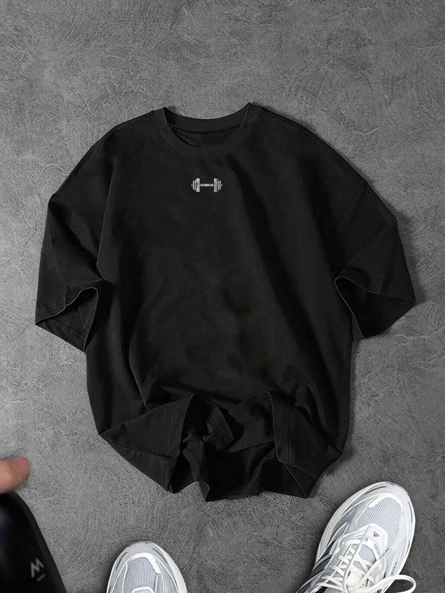 Spandex dumbel Tee Gym Wear - Black