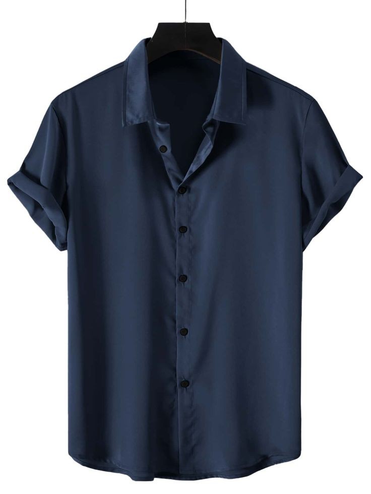 Plain Casual Button Up Shirt_Blue