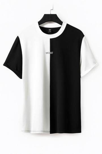 Half panel Tee Black  & White
