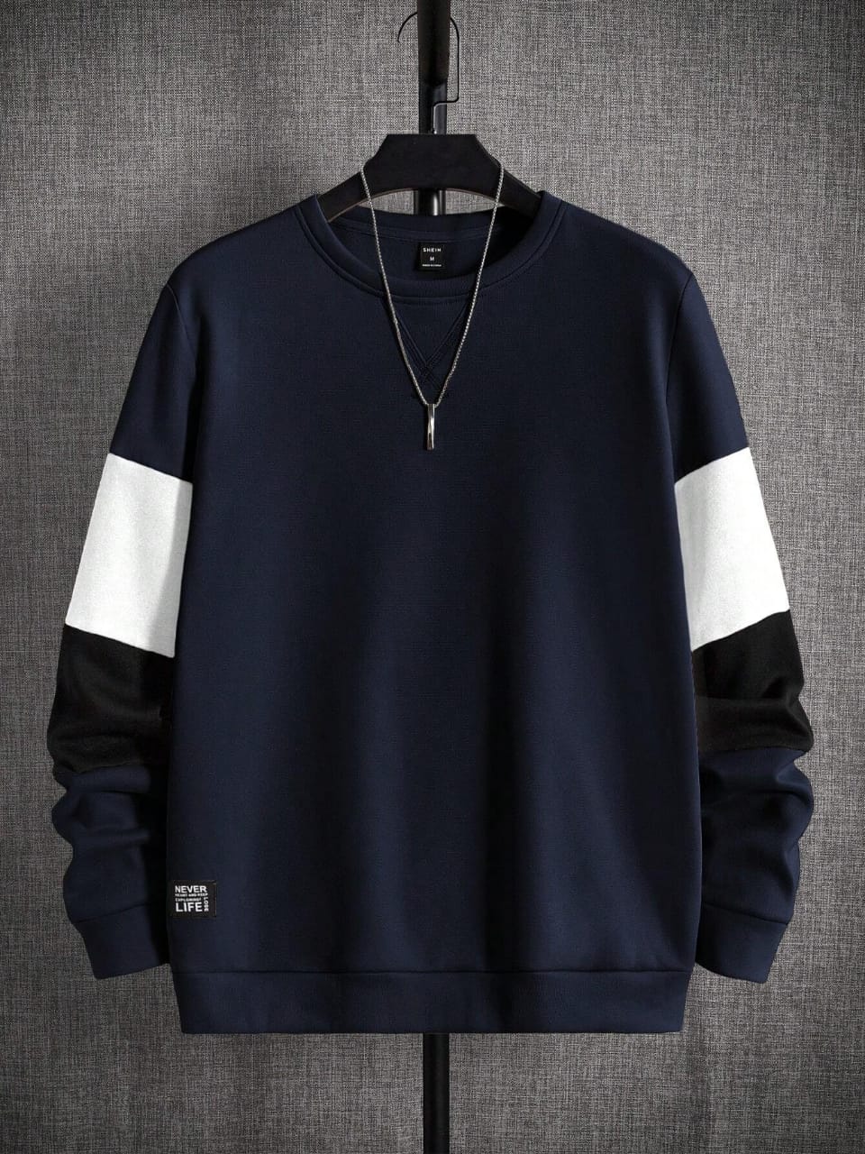 Never Sweatshirt-Navy Blue/Ash White/Black