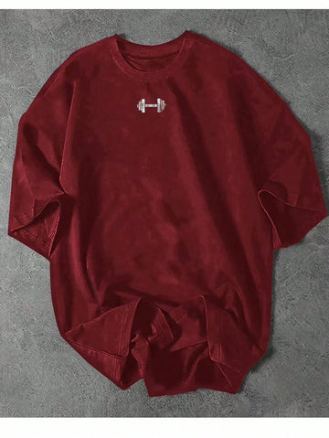 Spandex dumbel Tee Gym Wear - Maroon