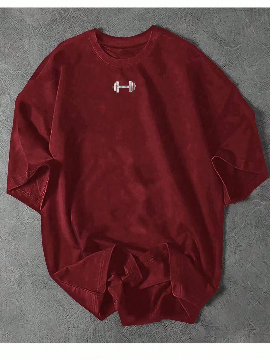 Spandex dumbel Tee Gym Wear - Maroon