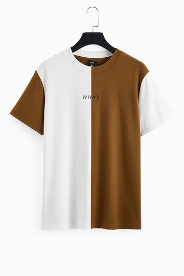 Half panel Tee Brown  & White