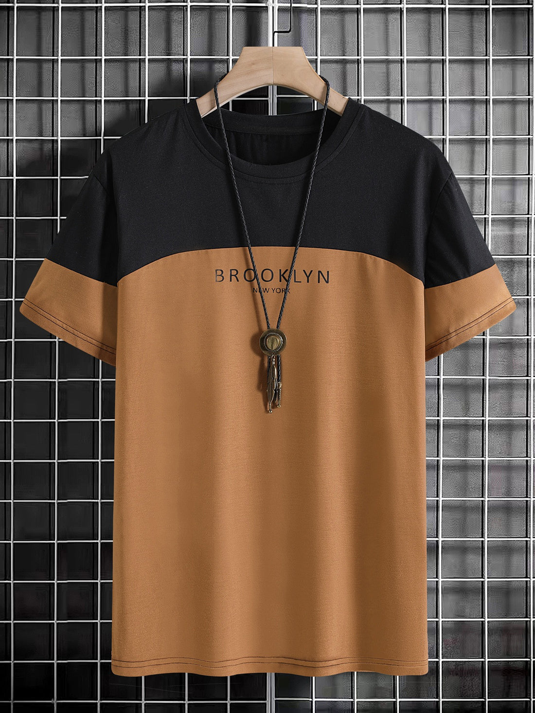 Broklyn Tee_Peach & Black