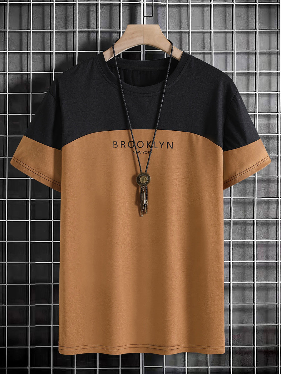 Broklyn Tee_Peach & Black