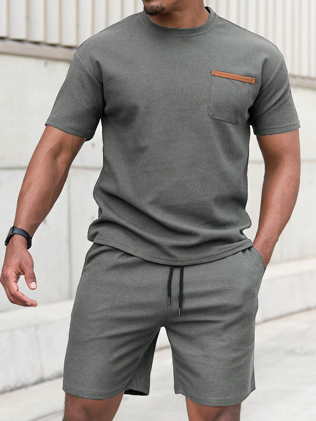 Pocket Solid Co Ords - Grey