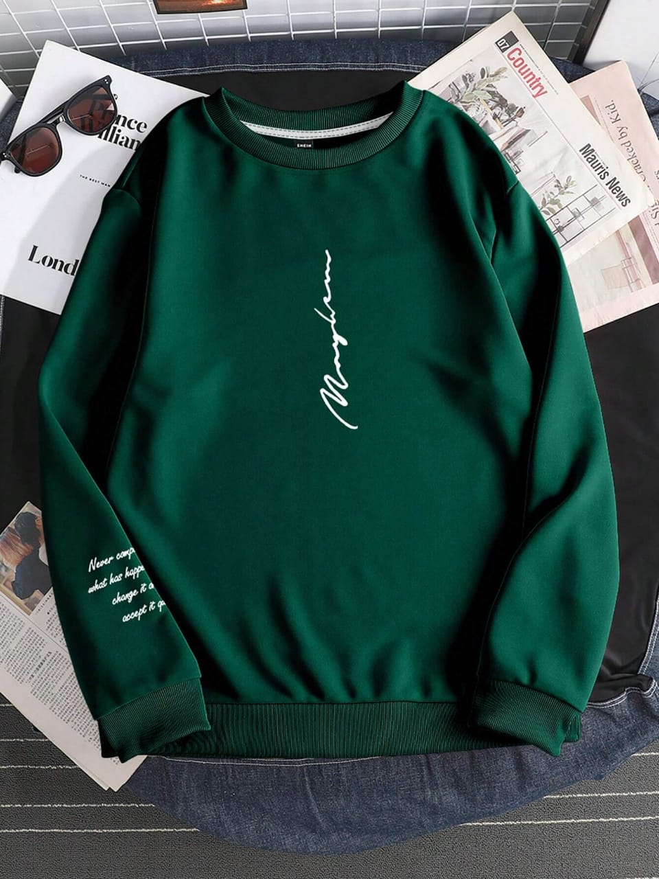 Text Sweatshirt-Dark Green