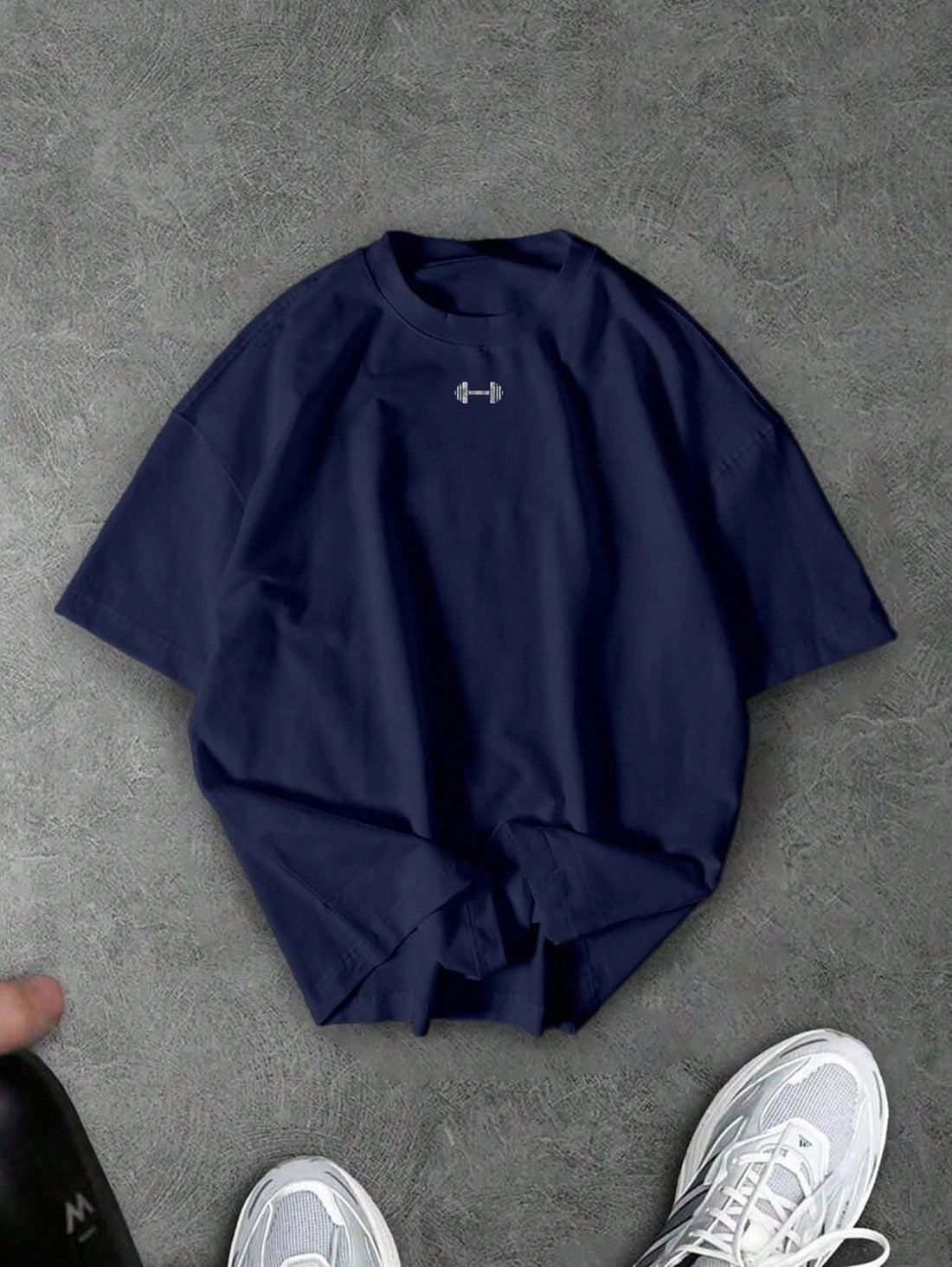 Spandex dumbbell Tee Gym Wear - Navy