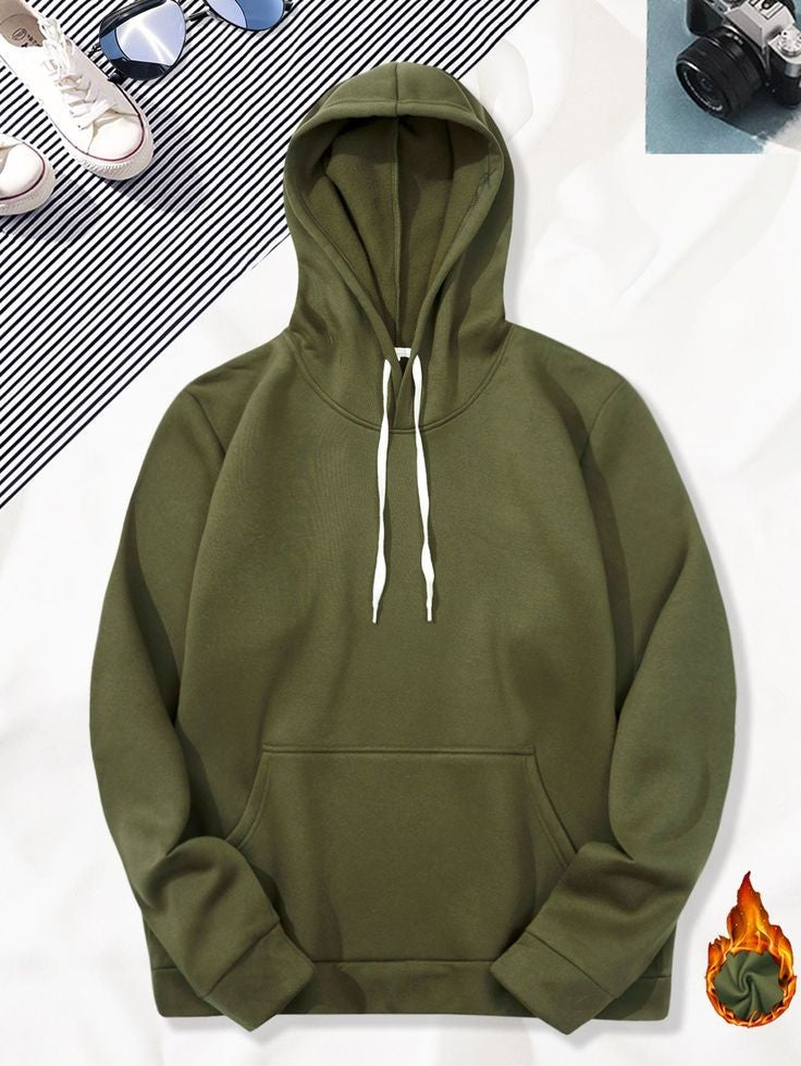 Solid Hoddie Army Green