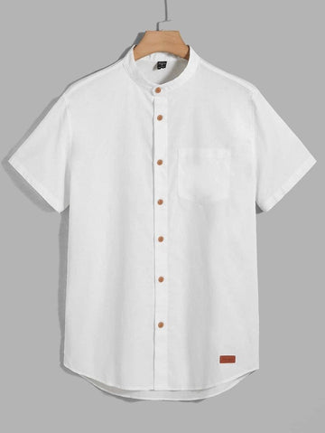 Mock Neck Button Up Shirt_White