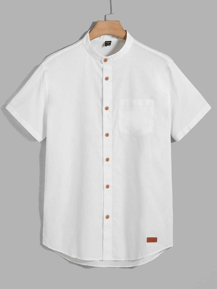 Mock Neck Button Up Shirt_White