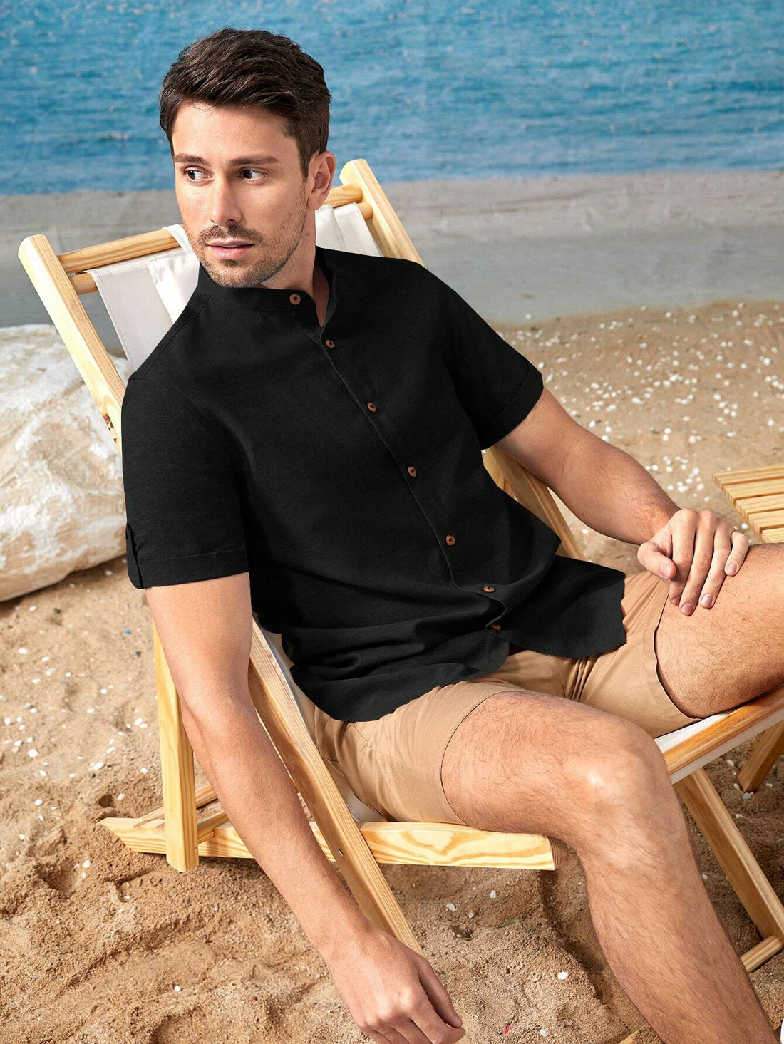 Plain Button Up Shirt_Black